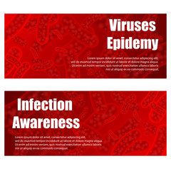 Abstract medicine red blood banners with different micro organisms