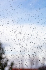 Naklejka na ściany i meble rain drops on the window surface 