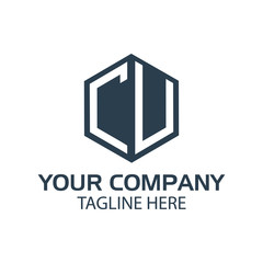 Letter CU stock logo, CU initial., flat design. CU monogram	