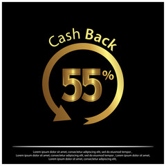 Cashback icon, gold icon. Vector Illustration on black background	