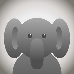 Elephant doodle animal face, cute animal face, cartoon animal face.
