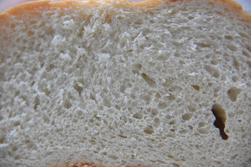 white soft inner side of bread