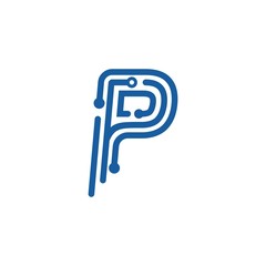 letter P and technology logo template