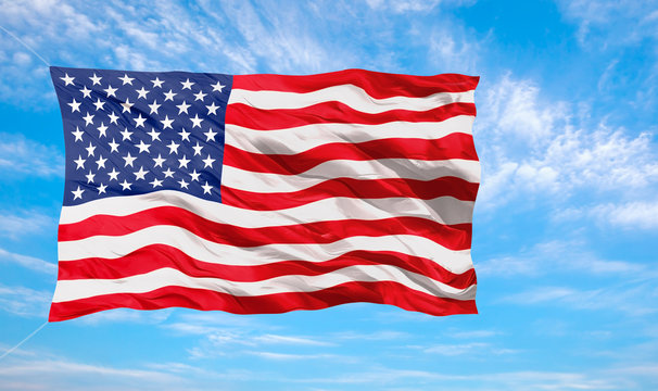 3D rendering - Abstract background of American flag with cloudy sky