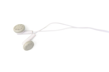 white earphones isolated on white background with clipping path