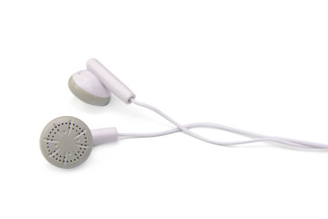 white earphones isolated on white background with clipping path