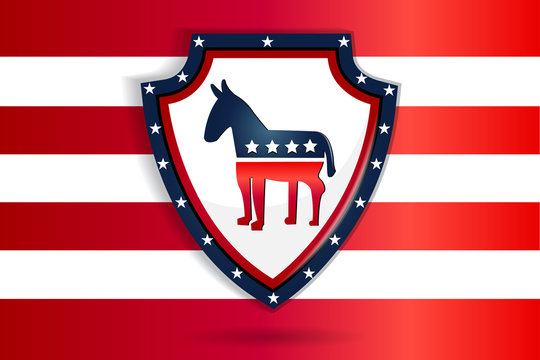 Shield with Donkey USA symbol flag