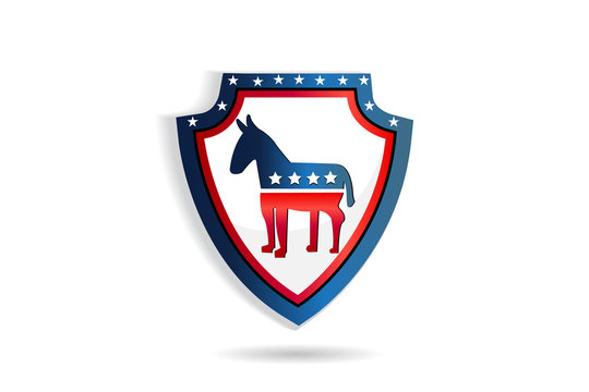 Shield with Donkey USA vote symbol 