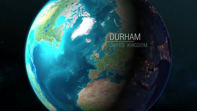 United Kingdom - Durham - Zooming from space to earth