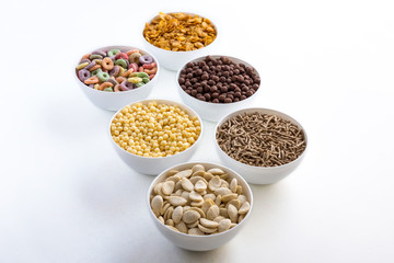 Variety of colorful cereals for breakfast