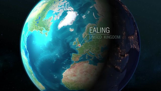 United Kingdom - Ealing - Zooming from space to earth