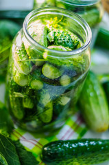 cucumbers in banks, canning process for the winter