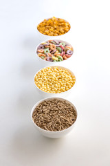 Variety of colorful cereals for breakfast