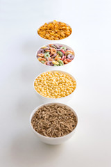 Variety of colorful cereals for breakfast