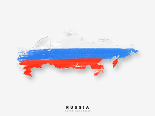 Russia detailed map with flag of country