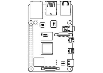 Raspberry Pi 4 Model B board Silhouette