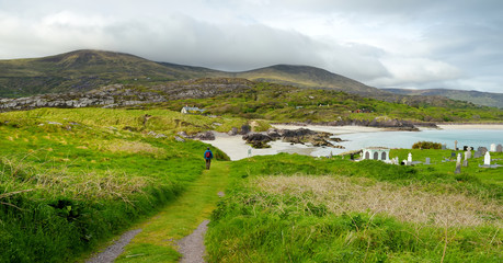 Abbey Island, the patch of land in Derrynane Historic Park, famous for ruins of Derrynane Abbey and cementery, located in County Kerry, Ireland