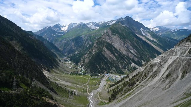 Beautiful landscape view of Baltal on Zoji la pass in Srinagar - Leh road in Jammu and Kashmir, India
