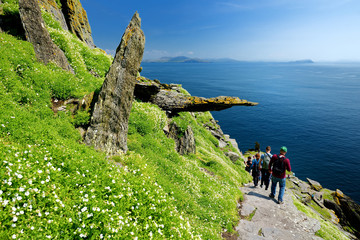 Skellig Michael or Great Skellig, home to the ruined remains of a Christian monastery. Inhabited by...