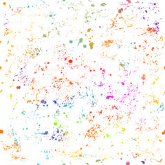Rainbow colored paint stains background. Seamless grunge background from blots. Vector illustration.