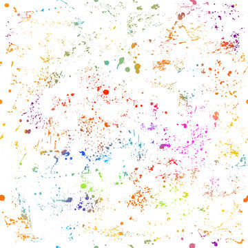 Rainbow colored paint stains background. Seamless grunge background from blots. Vector illustration.