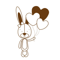 silhouette of cute bunny with helium balloons