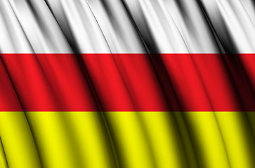 North Ossetia waving flag illustration.