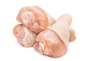 Chicken legs on white background.