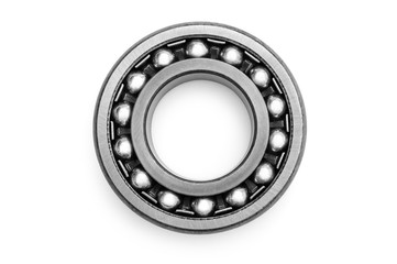 Metal bearing on white background. Close up.
