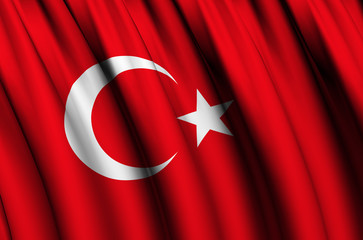 Turkey waving flag illustration.