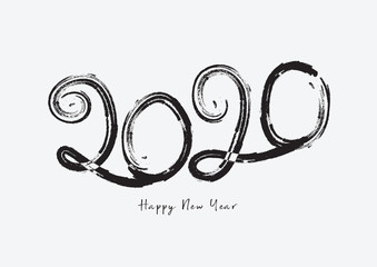 Obraz na płótnie Canvas 2020 text design Black color, Collection of Happy New Year and happy holidays, lettering design element, handwritten isolated on white background. Calendar 2020