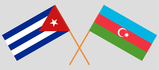 Azerbaijan and Cuba. Crossed Azerbaijani and Cuban flags