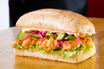 Chicken avocado sandwich with lettuce