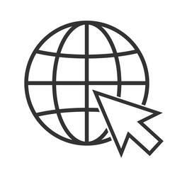 Fototapeta premium simple flat internet www icon with globe and mouse pointer vector illustration