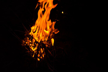 bright fire on a black background