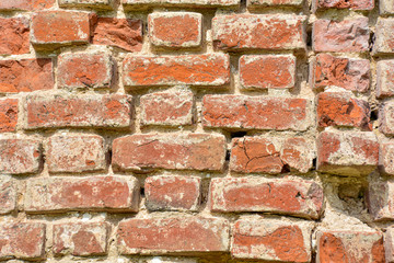 Empty old brick wall texture. Stone background. Shabby facade of the building. Abstract web banner....