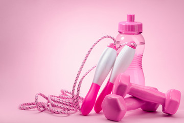 Jump rope, bottle, dumbbells