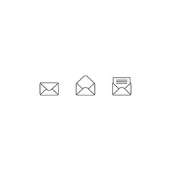 Three versions of thin rounded email vector icons