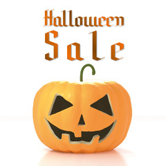 3D Halloween sale card with a pumpkin