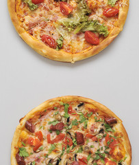 Delicious pizza on light board.