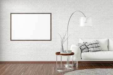 Posters on the wall in interior of modern living room