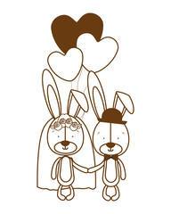 silhouette of cute bunny with helium balloons