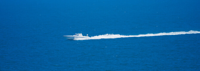 speeding speedboat at the sea