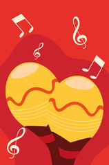 maracas musical on note background