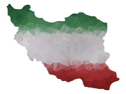 Iran map with flag isolated on white vector illustration