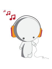 3d man with headphones  listening to music vector illustration 