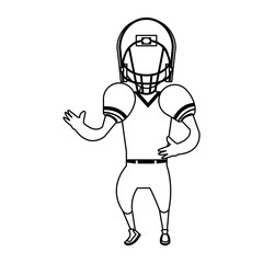 american football sport game cartoon in black and white