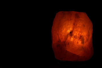 Himalayan salt in orange light illuminated