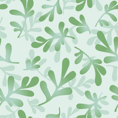 Green and blue leafy seamless pattern. You can enjoy this foliage inspired pattern on packaging, textiles, backgrounds, and more.