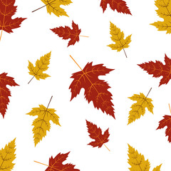 Naklejka na ściany i meble An abstract Autumn theme artistic background . Autumn leaves on white paper.